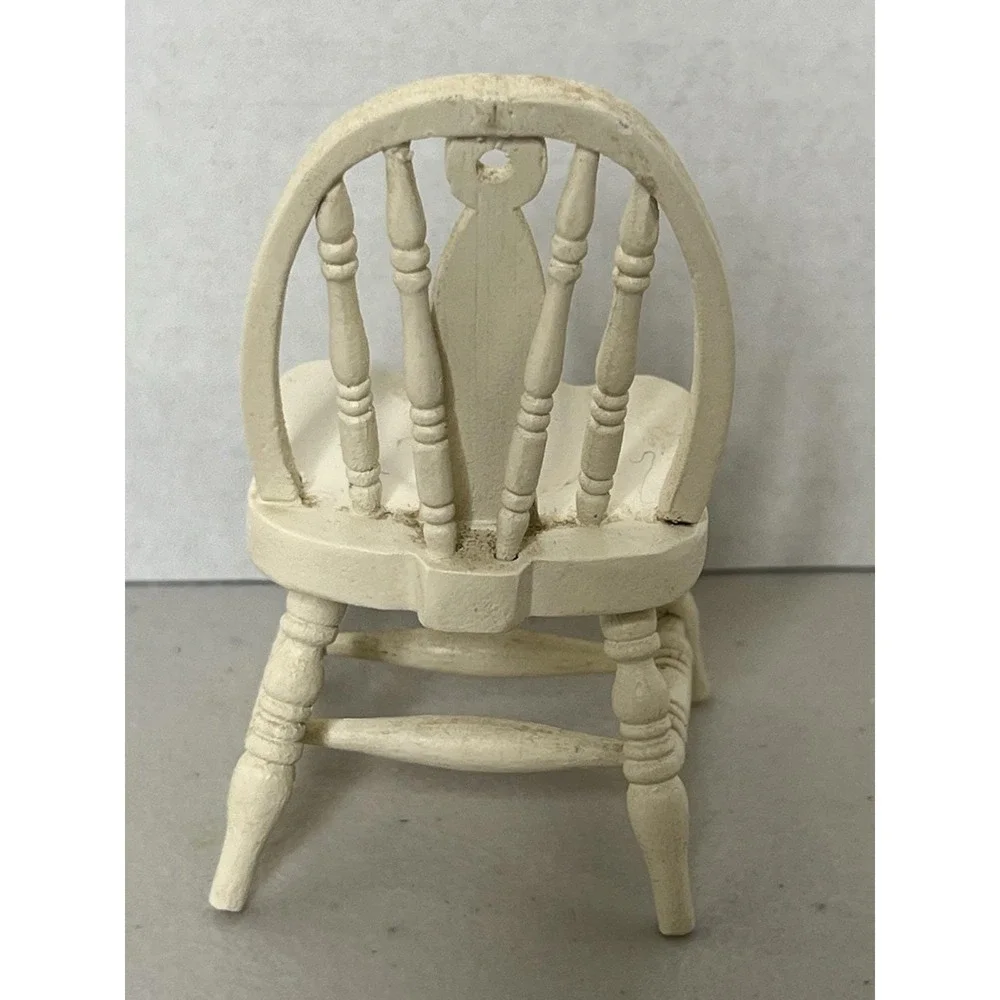 Dollhouse Windsor‎ Spindle Back Kitchen Chair White 1:12 Scale Wood Furniture